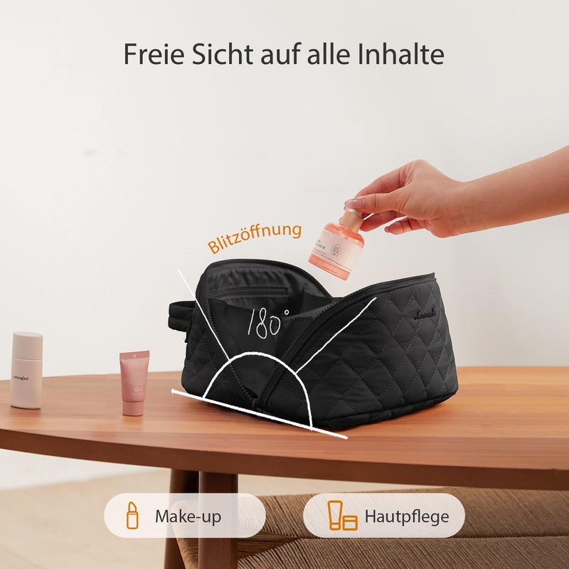 LOVEVOOK Women's Cosmetic Bag, black, L