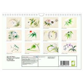 Zen der Natur - Pflanzen und Insekten im Stile der Tuschmalerei (Wandkalender 2026 DIN A4 quer), CALVENDO Monatskalender: Insekten und Pflanzen in der KI-Kunst des Fernen Ostens (CALVENDO Kunst)