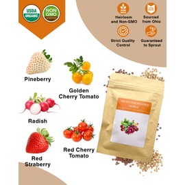 Red Strawberry and Pineberry Seed Pod Kit for AeroGarden, idoo, Ahopegarden with Red Strawberry, Radish, Pineberry,Red Heirloom/Golden Harvest Cherry Tomato - Compatible with All Hydroponics (12-Pod)