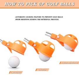 BIRDIEBLAST Professional Golf Ball Retriever, 9Ft Ft 8.6Ft/20Ft Stainless Steel Golf Ball Retriever for Water Telescopic (12ft, Orange)