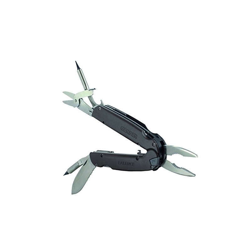 Gerber Multi-Tool BALANCE, schiebbare Zange, Klinge, Teilsägezahnung, Schere, Bits, Pinzette,