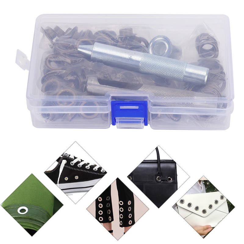 100pcs Bronze Round Eyelet Punch Die Tool Kit DIY Eyelets