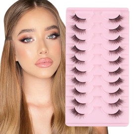 Parriparri Half Lashes Natural False Eyelashes 10 Pairs Cat Eye Lashes Wispy 3D Corner Lashes Soft Faux Mink Eyelashes Reusable Fake Lashes Cateye