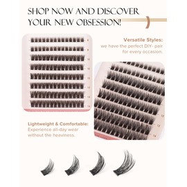 Onlyall Lash Clusters Eyelash Extensions Wispy Eyelash Clusters Cat Eye Cluster Lashes Fluffy Individual Lashes Clusters Natural C Curl Lash Clusters DIY Lash Extension Glam05