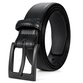 XZQTIV TSA Belt For Men Metal Free Dress Belts Hypoallergenic Leather Belt With Black Buckle Nickle Free