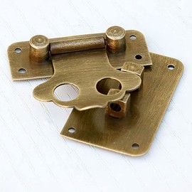 Tiazza Antique Brass Small Cabinet Box Latch Buckle Catch Clasp Case Lock Hinges Furniture Hardware Accessories Square Hasp