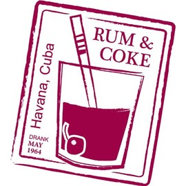 Rum & Cola Coke Cocktail Drink Grunge Stamp Car Bumper Sticker Decal 4" x 5"