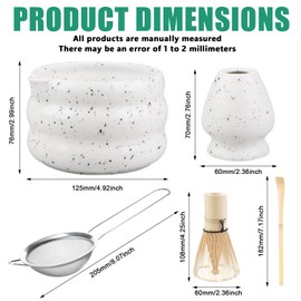 GBKDQQ Premium Matcha Set, Matcha Tea Set for Traditional Japanese Tea Ceremony Including Matcha Bowl, Bamboo Whisk (Chasen), Spoon and Strainer, High-Quality Accessories for Matcha Preparation (White