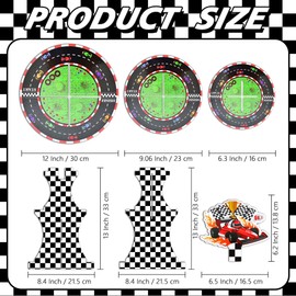 BEISHIDA 3 Tier Car Racing Cupcake Stand - Red, Black, White - Cardboard, 100% - Holds 24 Cupcakes - Ideal for Birthday, Entertaining Parties