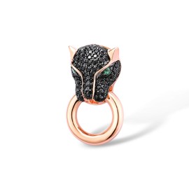 Santuzza Panther Pendant 925 Sterling Silver Black Spinel Leopard Pendants for Women