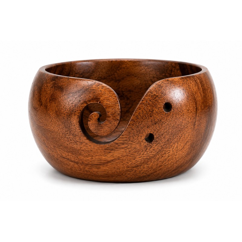 Wooden Yarn Bowl for Crocheting – Tangle-Free Knitting Organizer for