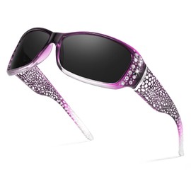 SIPHEW Polarised Sunglasses Womens Trendy Ladies Sunglasses with UV400 Protection Wrap Around Rhinestone Sun Glasses for Women