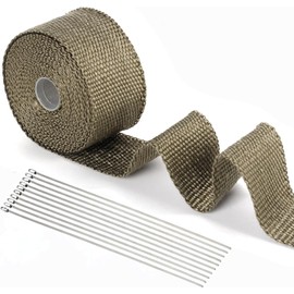 Eulihent 5M Benda Termica per Scarico Marmitta Benda Termica Moto Bende Termiche Scarico Nastro Isolante Marmitta Band Bende Termiche Moto con 10 Fascette Metalliche per Auto, Tubo