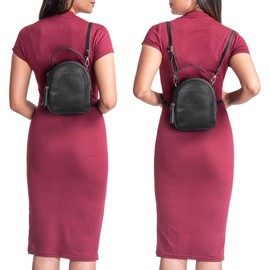 STILORD 'Stacy' Backpack Handbag Women's Small Mini Daypack Leather Backpack Vintage Leather Backpack for City Going Out Shopping Women Daypack Genuine Leather, black, Rucksack