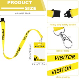 30 Pack Yellow Visitor Badge Lanyards Volunteer Lanyards Badge Holder with Clips ID Badge Holder Lanyards with 30 PVC Pass Card Reusable Breakaway Lanyards Visitor PVC Pass Card