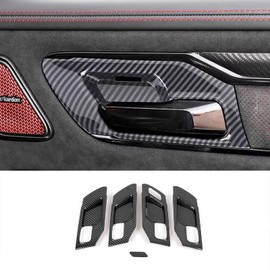 KELEIMAI Car Accessories Fit for Dodge RAM 1500 2025 2024 2023 2022 2021 2020 2019 Inner Front Rear Door Handle Bowl Frame Cover Trims (Glossy Carbon Fiber) 4PCS ABS