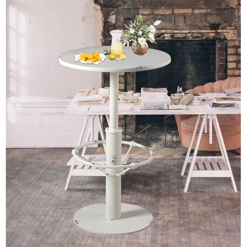 Diwhy Industrial Pub Table 23.6" Iron Round Desktop 37.4" Height