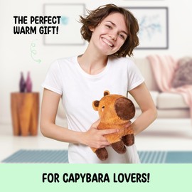 Happy Fuel Capybara Microwavable Unscented 1.5 lbs Heating Pad for Women and Kids - Cute Soft Cozy Pillow Plush Heatable Warm Stuffed Animals - Kawaii Hot and Cold Plushie Food Toy- Capybara Gifts for Girls Boys