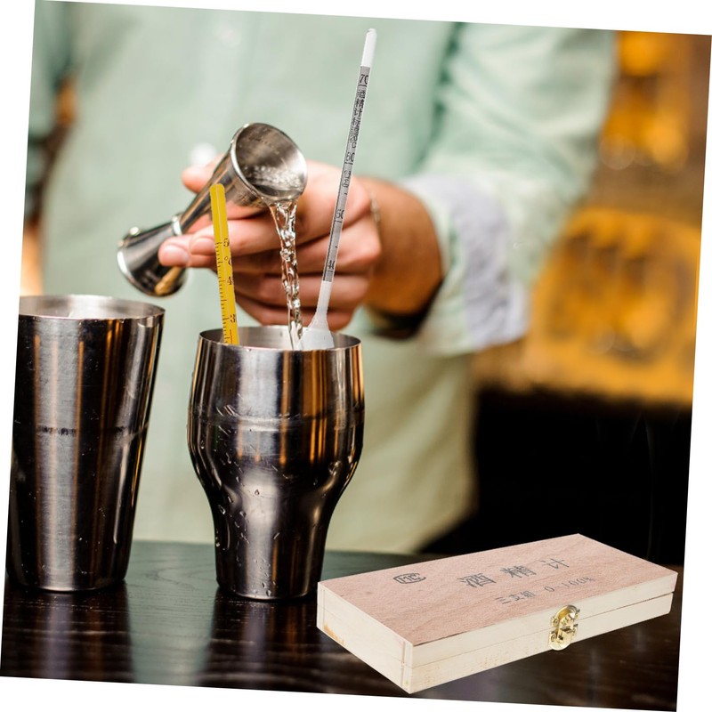 BIUDECO 4pcs Alcohol Hydrometer Tester Glass Meter Distilled Alcohol Measurement