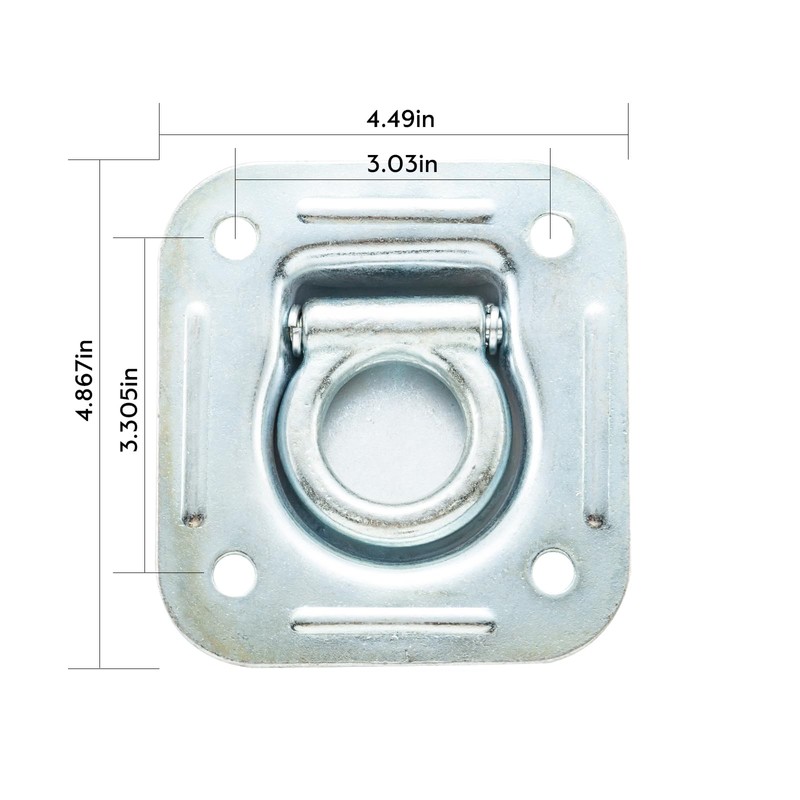 WellMade 4-7/16" Recessed D Ring Tie Down Anchors for Trailers,