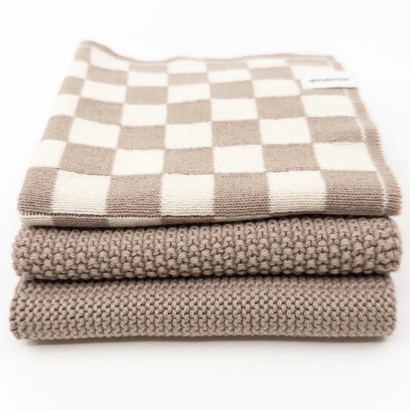 Ecovask Dish Cloth 3pc Variety Pack Organic Cotton, Neptune