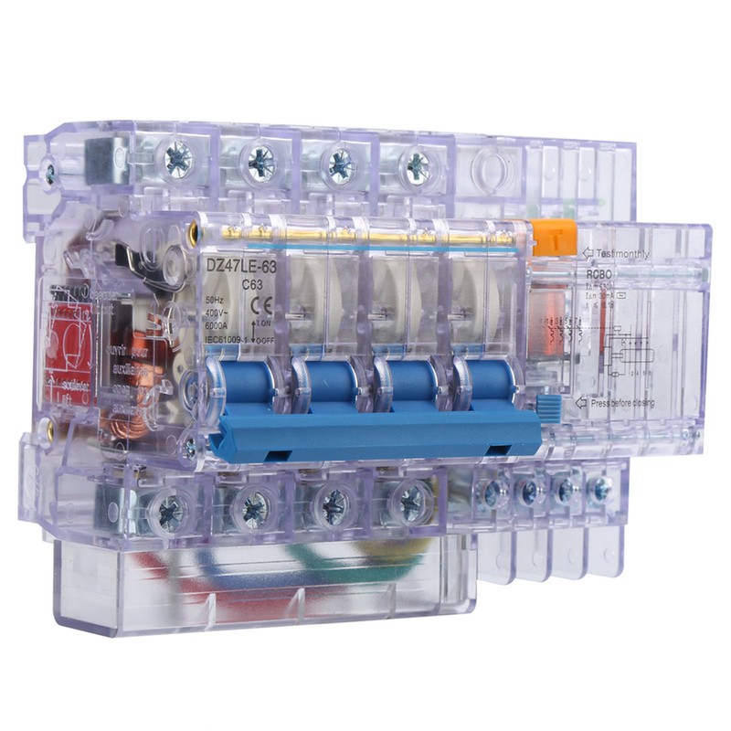 DZ47LE-63 2P C63 Small Circuit Breaker Transparent Household Earth Leakage