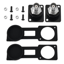 YINETTECH 2 Sets 50 Ohm BNC D Type Panel Mount Connectors 31 x 26 mm with Waterproof Cover for Broadcast Security Surveillance Communication Devices