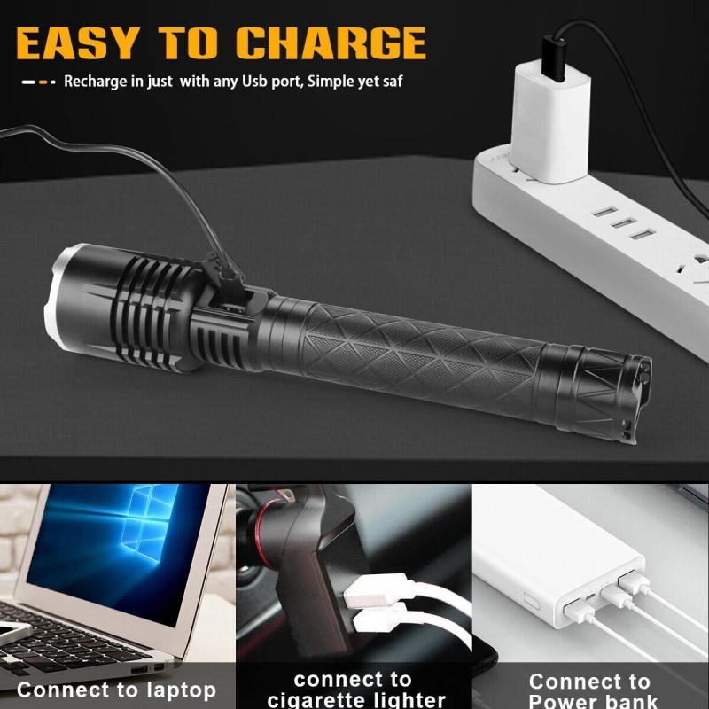 Garberiel 9900000Lumen Super Bright XHP120 LED Flashlight Rechargeable High Powerful