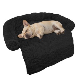 Calming Dog Bed Fluffy Plush Dog Mat for Furniture Protector with Removable Washable Cover for Large Medium Small Dogs and Cats (Small(35x31x5),Beige)