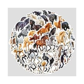Pack of 50 Watercolour Horse Stickers for Motorcycle, Bicycle, Bumper, Laptop, Computer, Fridge, Cool Animal Waterproof Vinyl Decal, Young Adult Gift, Horse Aesthetic Kawaii Graffiti Sticker