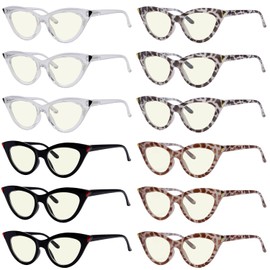 Eyekepper 12-Pack Cat Eye Blue Light Blocking Reading Glasses for Women Computer Readers Ladies +2.00