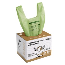 UFCOELPT 1.6 Gallon Compostable Food Scrap Bags with Handles, Small Biodegradable Countertop Bin Liners, 55 Pack(10% Extra) Compost Bags for Kitchen, 6 Liter, Seeding Compost Certified