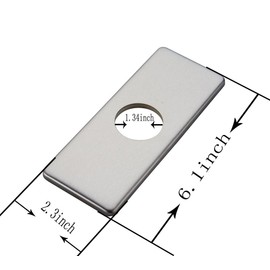 Greenspring 6 Inch Brushed Nickel Sink Hole Cover, 4" Hole Cover Deck Plate, Bathroom Faucet Deck Plate, Stainless Steel Square Escutcheon for Bathroom or Kitchen Single Hole Vanity Sink Faucet