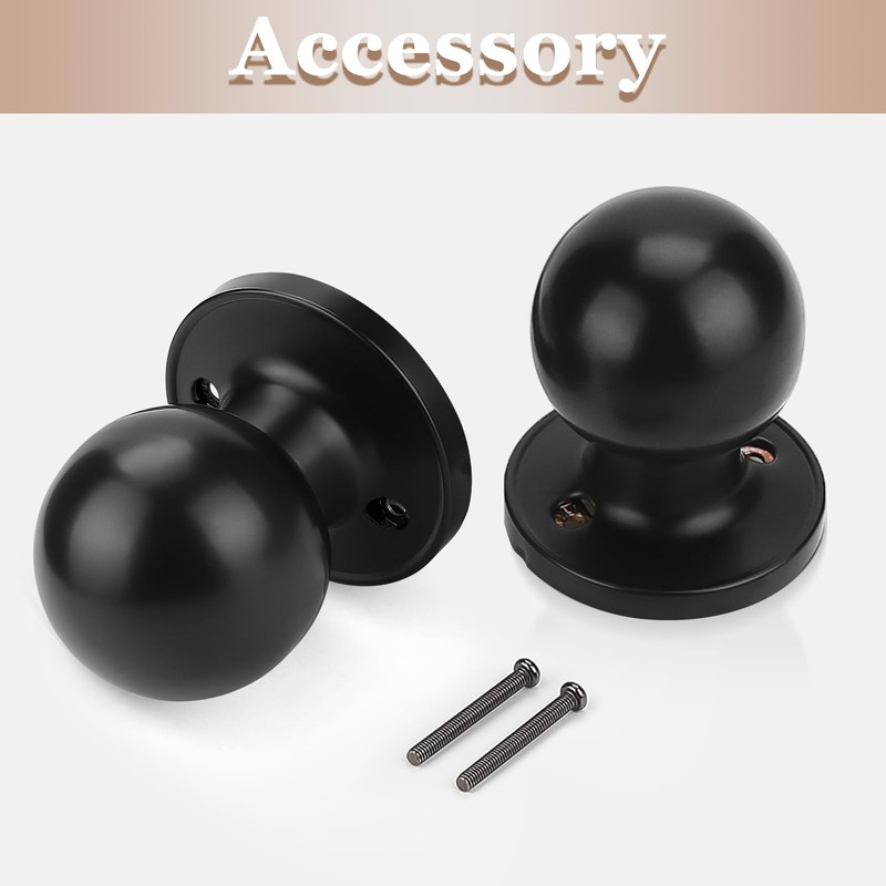 Probrico 5 Pack Black Dummy Knobs,Non-Turning Door Knobs for Interior