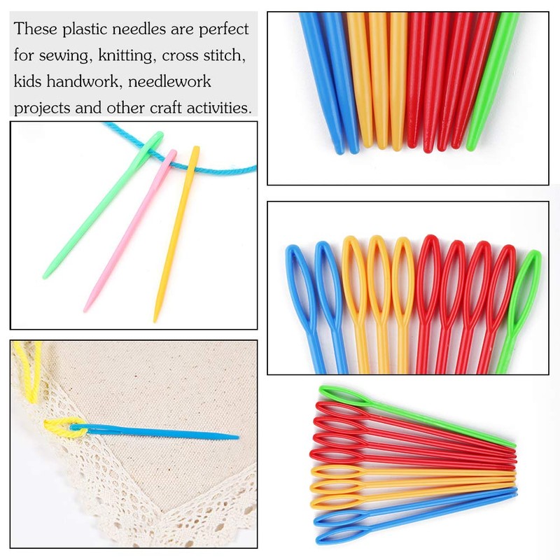 50 PCS Large Eye Plastic Needles(3.5Inch/9cm), Blunt Needles Learning Needles,