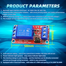 CenryKay - Módulo de relé de 5 V y 1 canal, 10 unidades de módulo de relé de 5 V, interruptor optoacoplador, soporte de disparador de alto y bajo nivel para Arduino