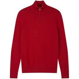 Charles Wilson Men's Essential Cotton Zip Neck Jumper (3XL, Red (0524))