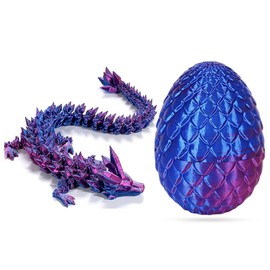 LEIJUN 3D Dragon Egg Articulating Gemstone Crystal Dragon Figurine 3D Dragons Articulated Dragon Removable Mystery Dragon Egg Toy Dragon for Kids and Adults Home Decor Desk Decor（Laser purple）