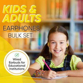 40 Pack Bulk Headphones, Wired Earphones for Kids, Teens, Adults, Affordable In-Ear with 3.5mm Plug, Perfect for Schools, Classrooms, Libraries, Museums, Multipack for Wholesale, Black Color