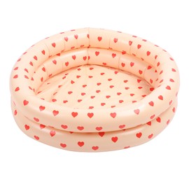 Round Inflatable Swimming Pool Vintage Heart Pattern Thicken Kids Paddling Pool for Indoor Pink