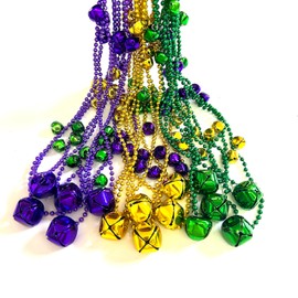 YSPPF 15 Pcs Mardi Gras Jingle Bell Beads Gold Purple Green Mardi Gras Parade Party Decorations
