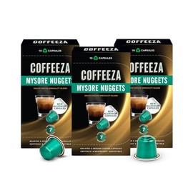 Coffeeza (AAA Arabica Grade) Mysore Nuggets Aluminium Coffee Capsules, Intensity – 7/10 -(Box of 30)