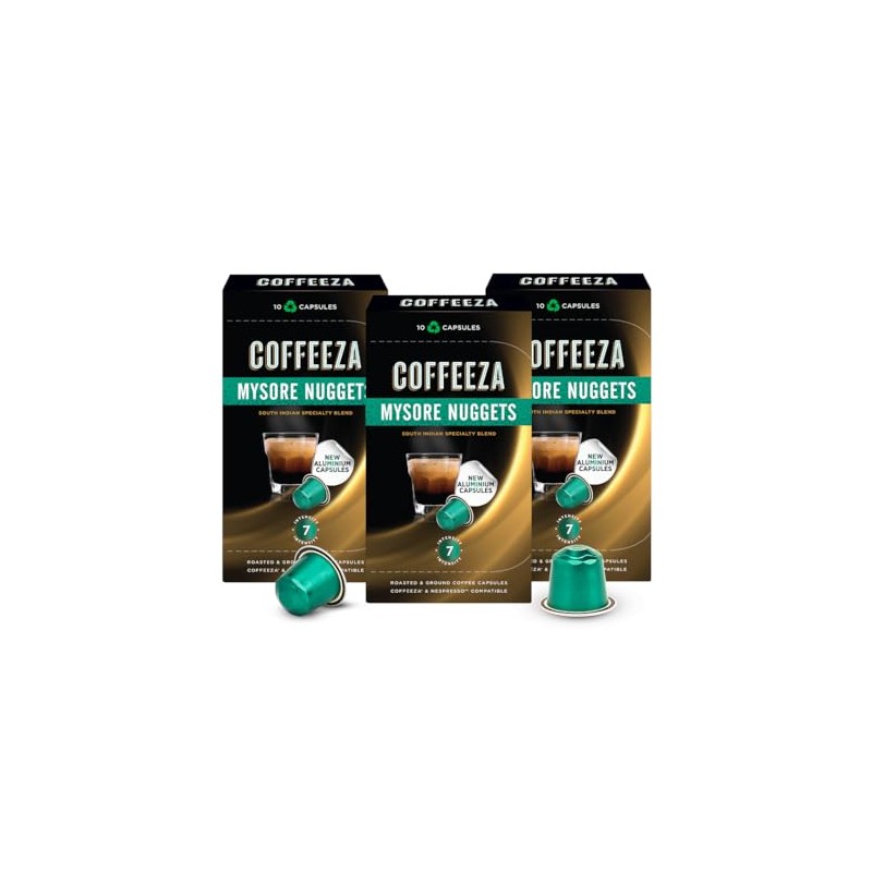 Coffeeza (AAA Arabica Grade) Mysore Nuggets Aluminium Coffee Capsules, Intensity
