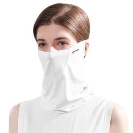 HeiDmai Unisex UV Face Shield Multipurpose Protector Neck Gaiter Elastic Face Mask Bandana with Ear Loops (White)