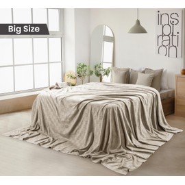 Utopia Bedding Khaki 100% Cotton Blanket [Big Size - 120x120 Inch] 350GSM Lightweight, Soft and Breathable Thermal Blanket for All Seasons