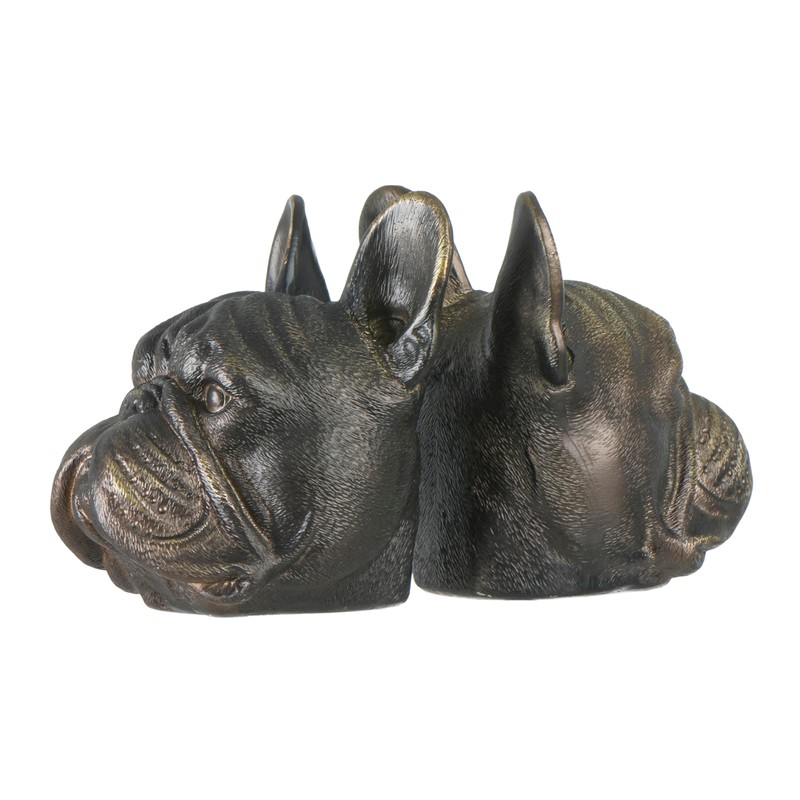 Creative Co-Op Decorative Antique Resin Dog Head Bookends, Bronze, Set