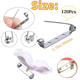 Pins Brooch Safety Catch Rolling DIY Craft Best Sewing Accessories Kit Clasp Pin Back Brooch Pins for Crafts Badge Name Tag 120Pcs (38mm)