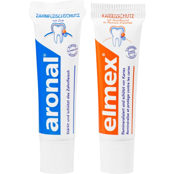 aronal und elmex mini Zahnpasta Doppelschutz Reisegröße, 24 ml Zahncreme