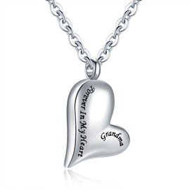 AZFVBQL Ashes Holder Memorial Urn Necklaces Pendant Stainless Steel Heart Cremation Keepsake Jewelry-Forever in My Heart (Grandma)