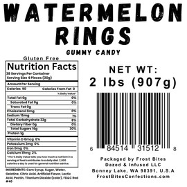 Watermelon Gummy Rings Candy, Bulk, 2 Pounds